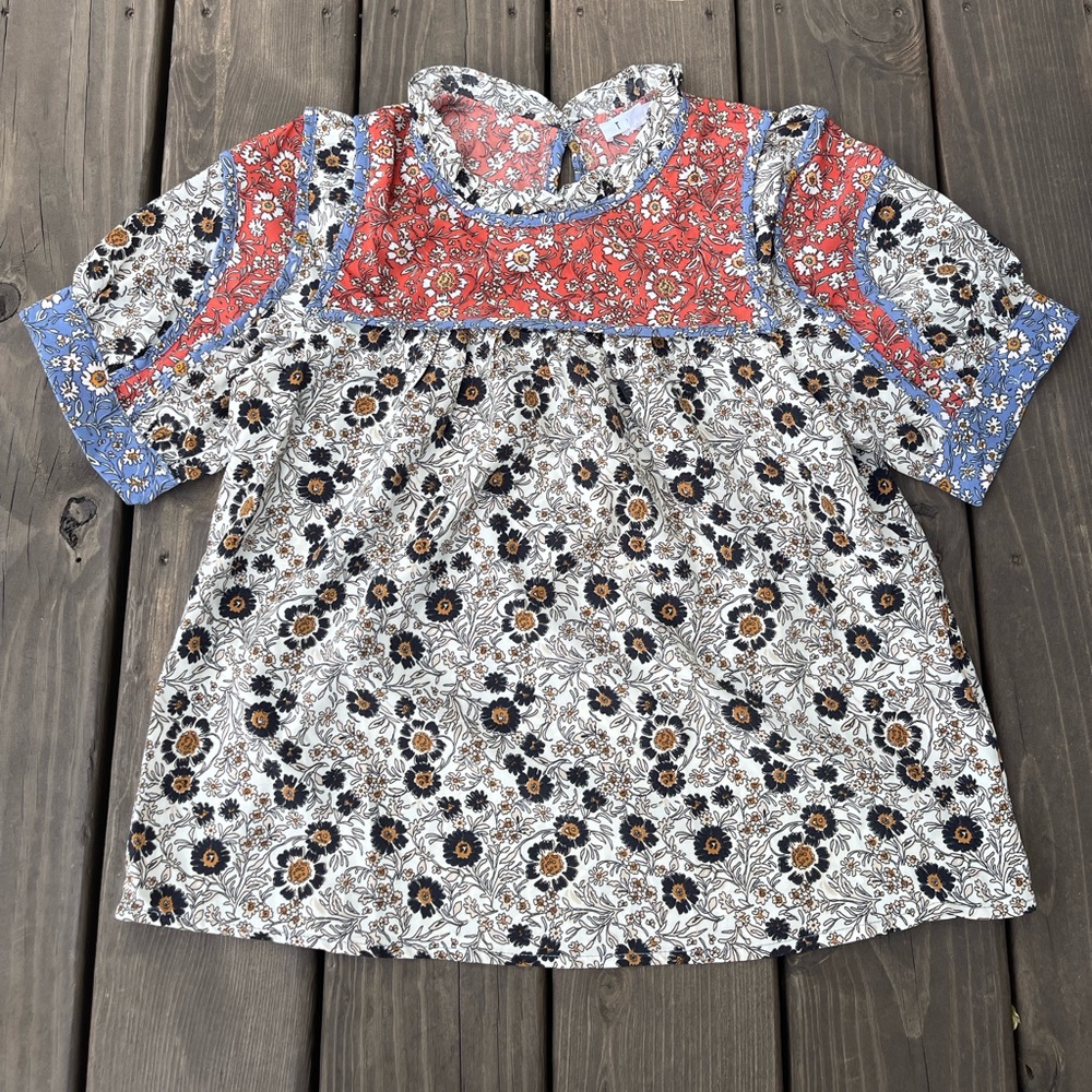 THML Floral Blouse - Red, Blue, Black, White
